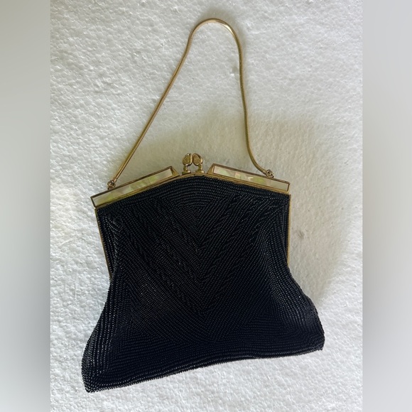 Elegant Black Beaded Handbag - Picture 1 of 10